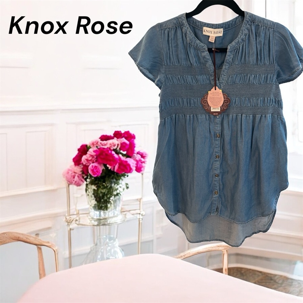 Knox Rose Blue Denim Blouse - New with tags - Picture 2 of 4